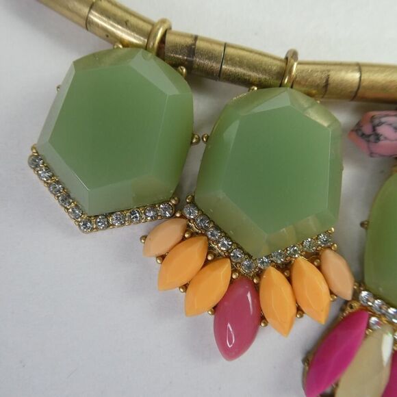 J. Crew Multi Strand Cord Statement Bib Necklace Career Rhinestone Colorful - Picture 2 of 8